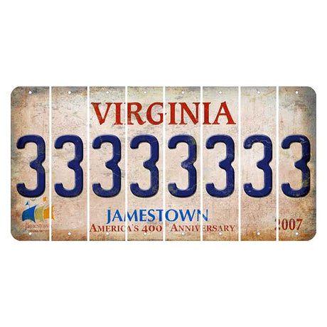 Virginia Jamestown Cut License Plate Strips (Set of 8) 3