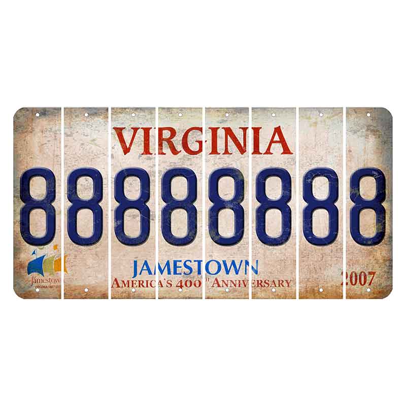 Virginia Jamestown Cut License Plate Strips (Set of 8) 8