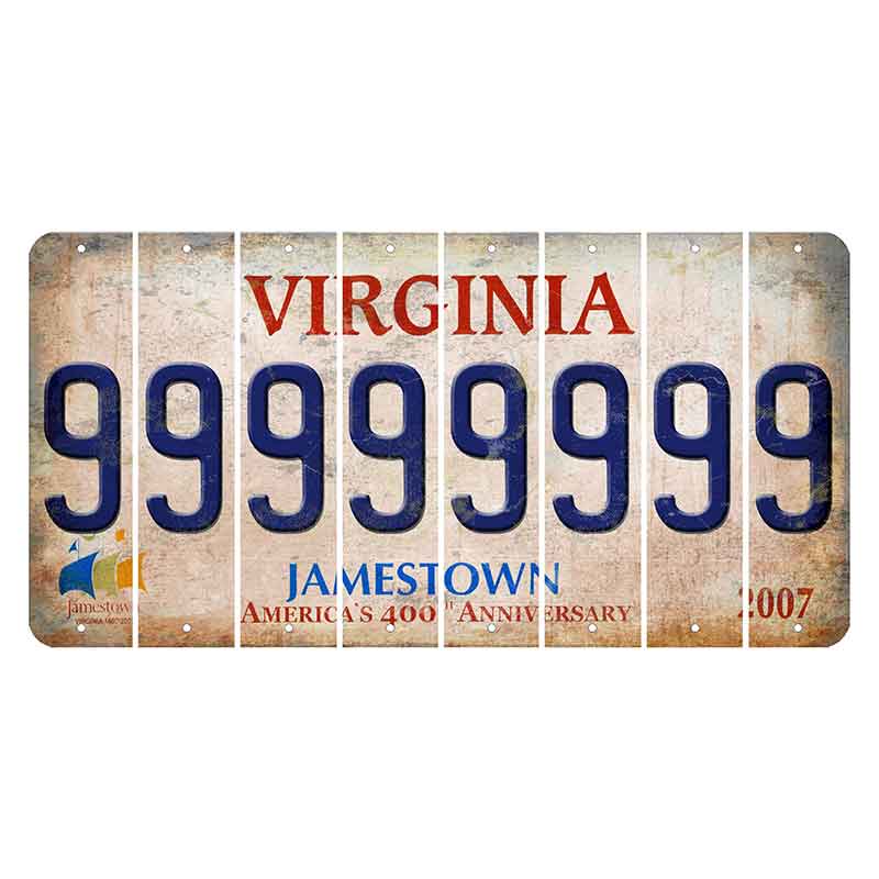 Virginia Jamestown Cut License Plate Strips (Set of 8) 9