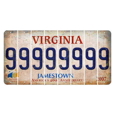 Virginia Jamestown Cut License Plate Strips (Set of 8) 9