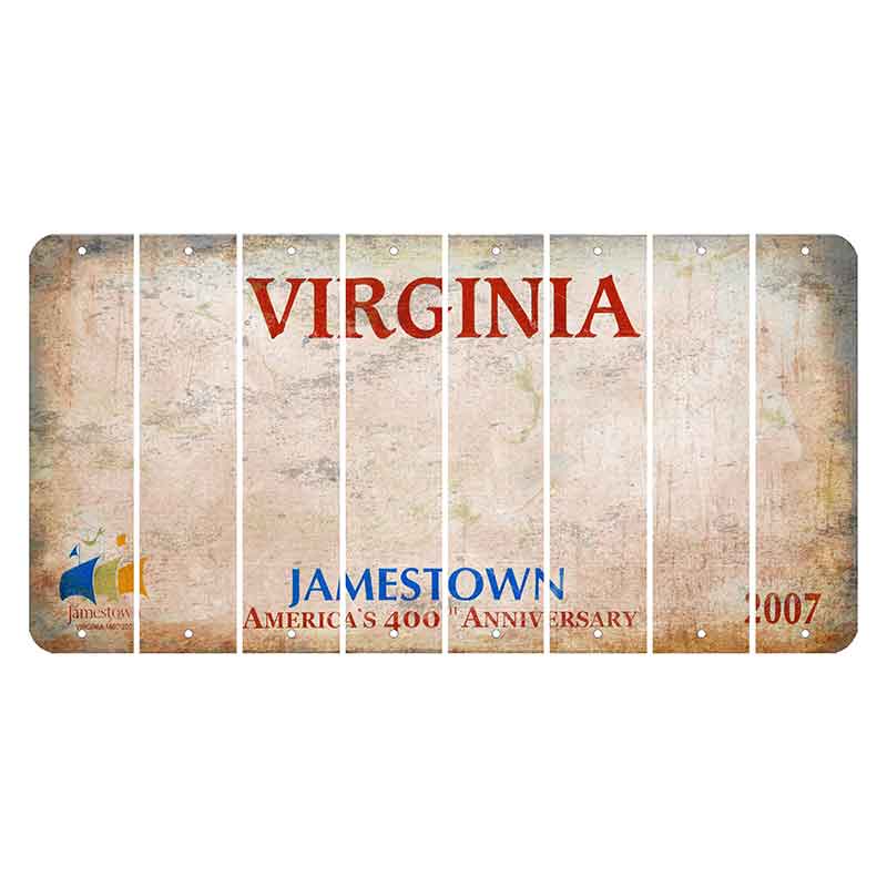 Virginia Jamestown Cut License Plate Strips (Set of 8) Blank