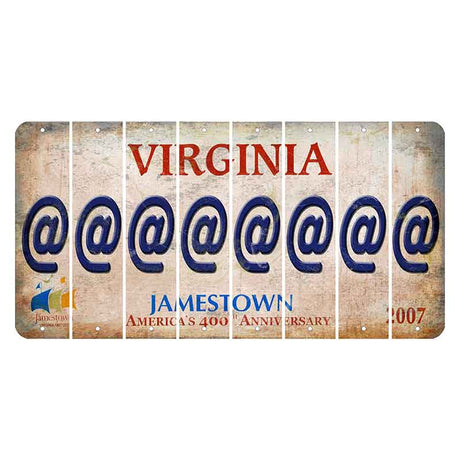 Virginia Jamestown Cut License Plate Strips (Set of 8) At Sign