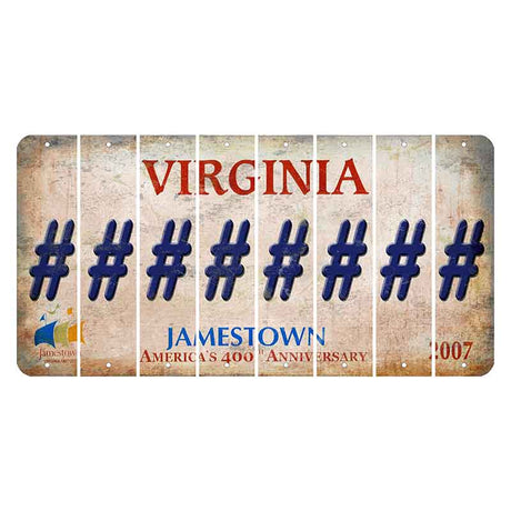 Virginia Jamestown Cut License Plate Strips (Set of 8) Hashtag