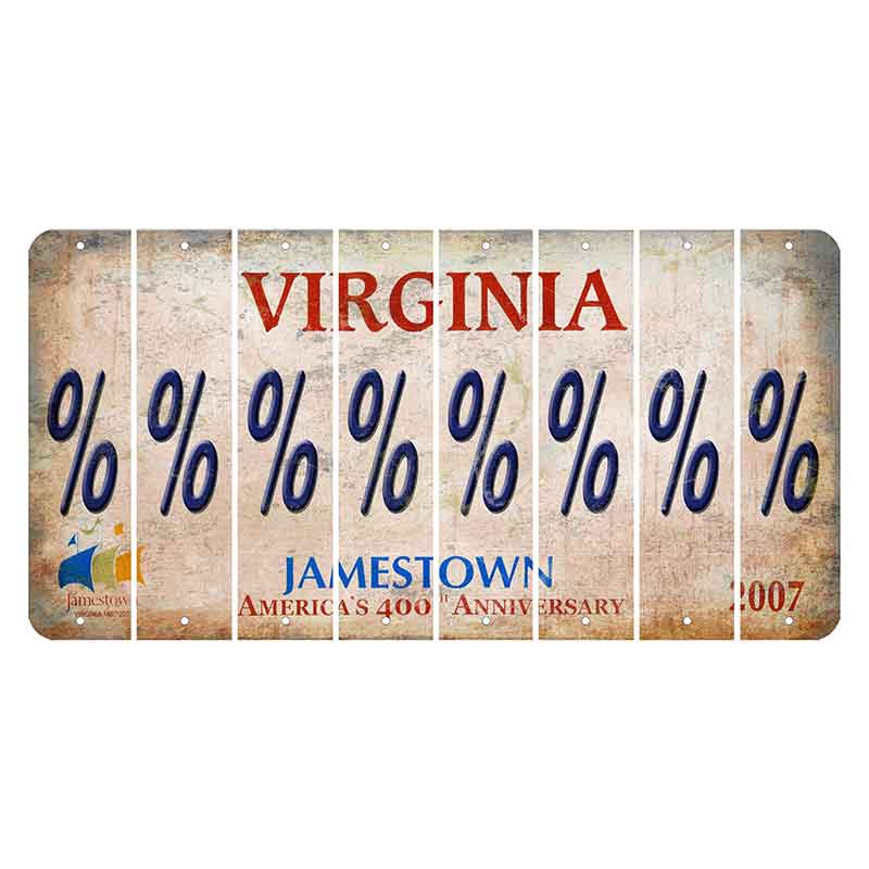 Virginia Jamestown Cut License Plate Strips (Set of 8) Percent Sign