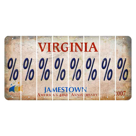 Virginia Jamestown Cut License Plate Strips (Set of 8) Percent Sign