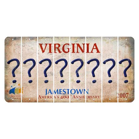 Virginia Jamestown Cut License Plate Strips (Set of 8) Question Mark