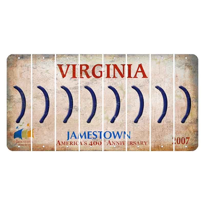 Virginia Jamestown Cut License Plate Strips (Set of 8) Parenthesis - Right