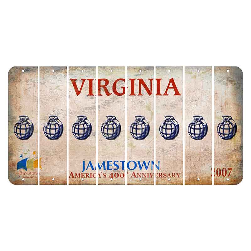 Virginia Jamestown Cut License Plate Strips (Set of 8) Grenade