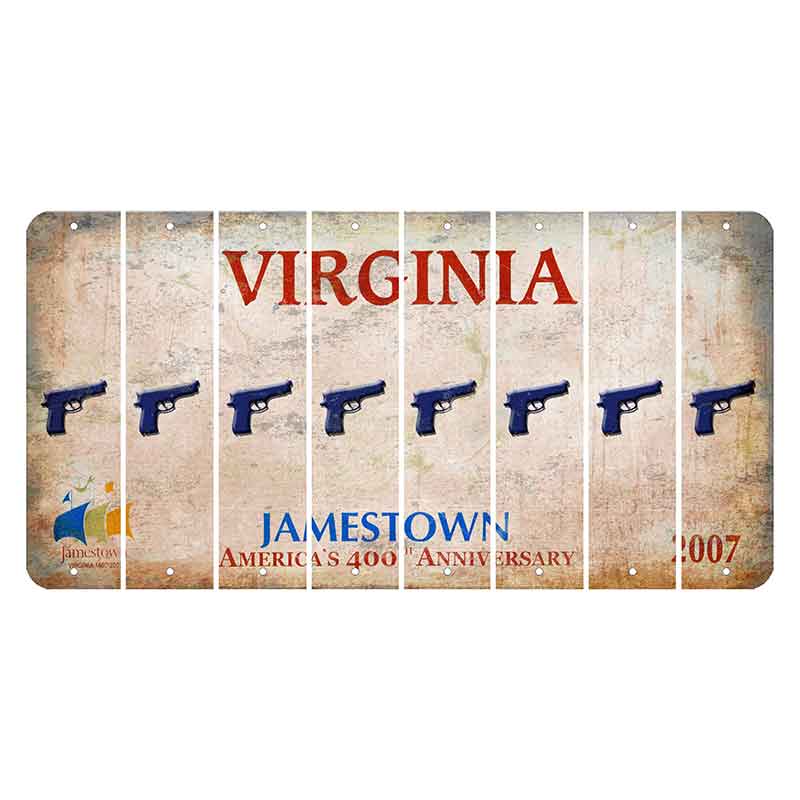 Virginia Jamestown Cut License Plate Strips (Set of 8) Handgun