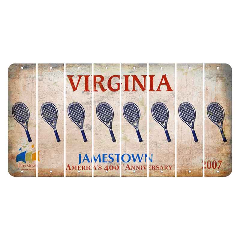 Virginia Jamestown Cut License Plate Strips (Set of 8) Tennis Racket