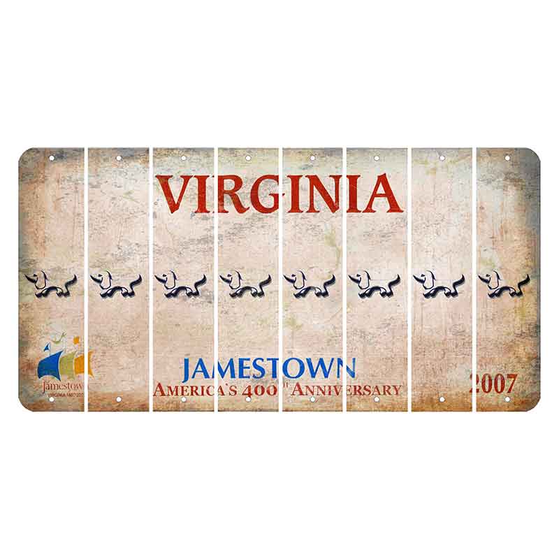 Virginia Jamestown Cut License Plate Strips (Set of 8) Dog