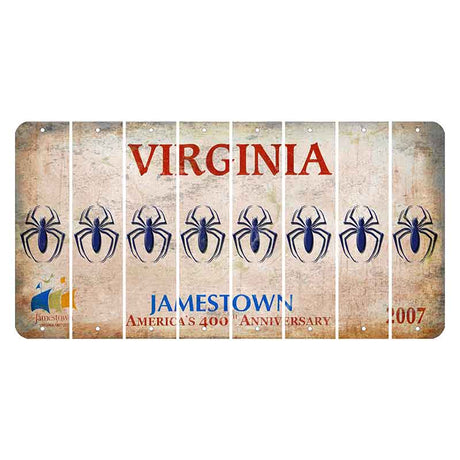 Virginia Jamestown Cut License Plate Strips (Set of 8) Spider