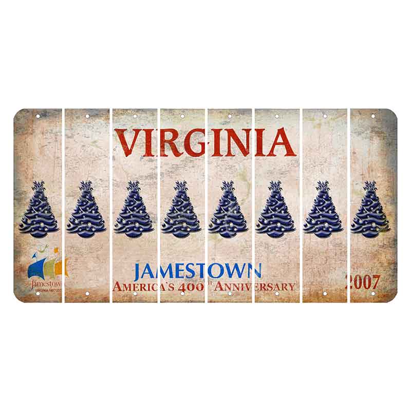 Virginia Jamestown Cut License Plate Strips (Set of 8) Christmas Tree