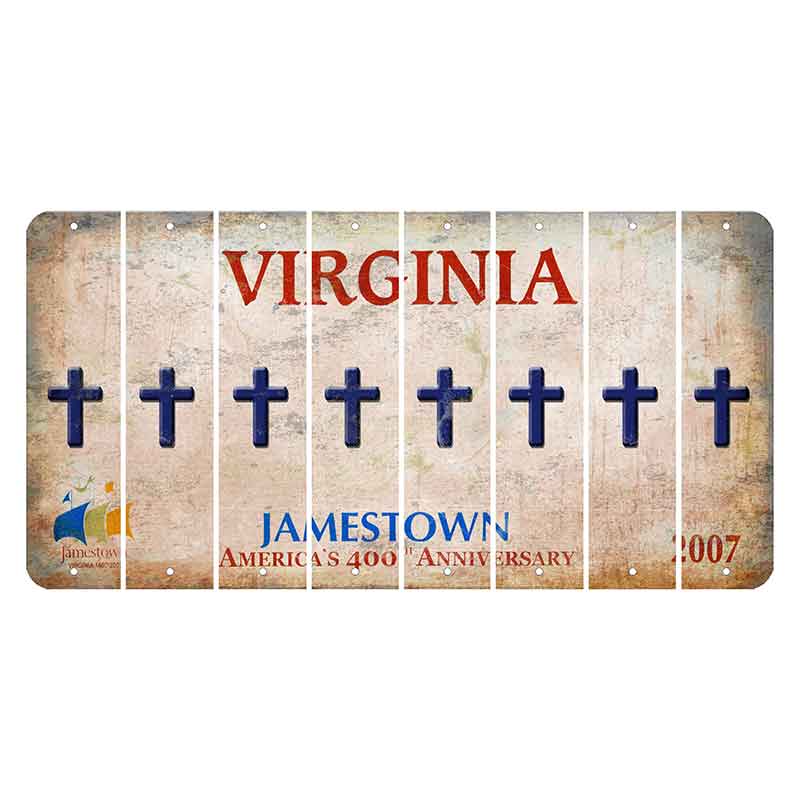 Virginia Jamestown Cut License Plate Strips (Set of 8) Cross