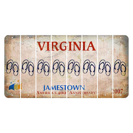 Virginia Jamestown Cut License Plate Strips (Set of 8) Flip Flops