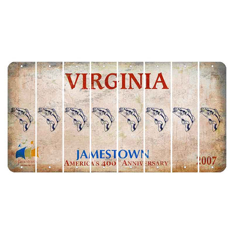 Virginia Jamestown Cut License Plate Strips (Set of 8) Fish