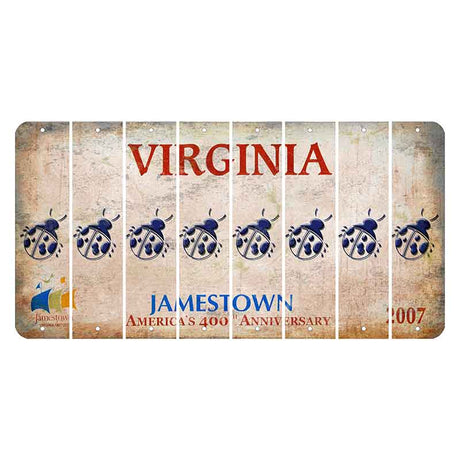 Virginia Jamestown Cut License Plate Strips (Set of 8) Ladybug