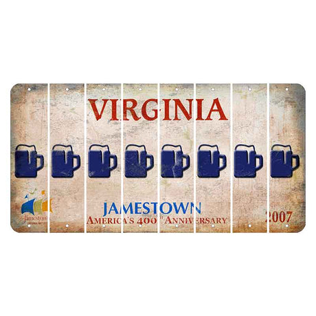 Virginia Jamestown Cut License Plate Strips (Set of 8) Beer Mug