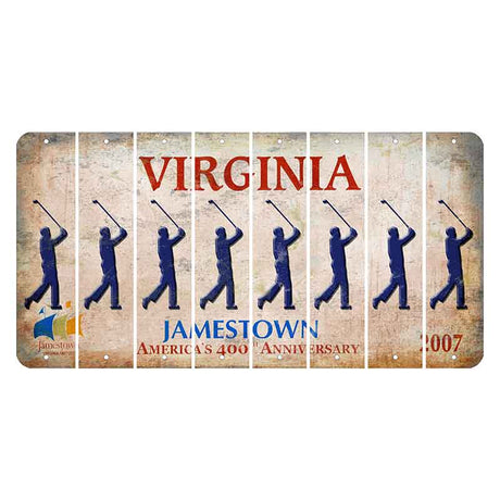 Virginia Jamestown Cut License Plate Strips (Set of 8) Male Golfer