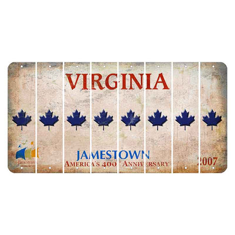 Virginia Jamestown Cut License Plate Strips (Set of 8) Maple Leaf