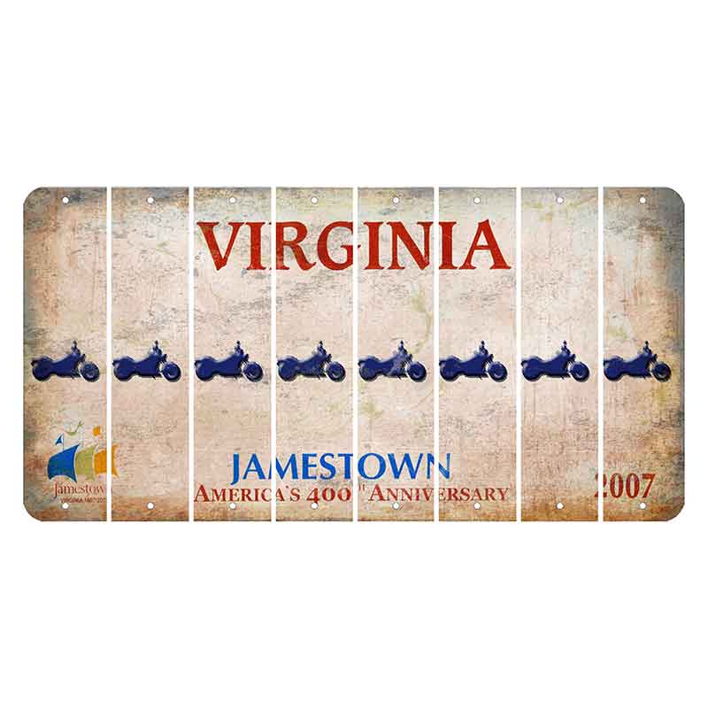 Virginia Jamestown Cut License Plate Strips (Set of 8) Motorcycle