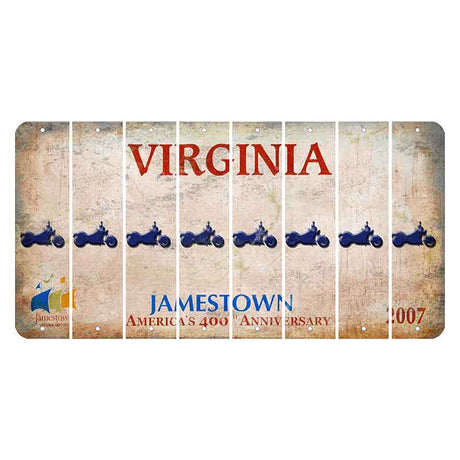 Virginia Jamestown Cut License Plate Strips (Set of 8) Motorcycle