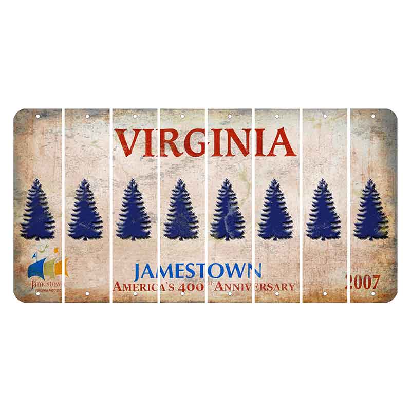 Virginia Jamestown Cut License Plate Strips (Set of 8) Pine Tree