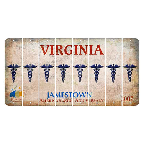 Virginia Jamestown Cut License Plate Strips (Set of 8) Caduceus