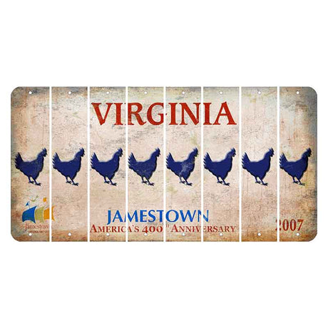 Virginia Jamestown Cut License Plate Strips (Set of 8) Chicken