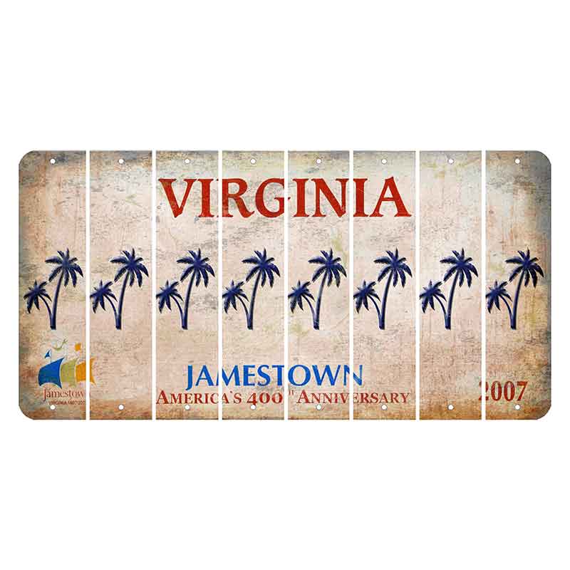 Virginia Jamestown Cut License Plate Strips (Set of 8) Palm Trees