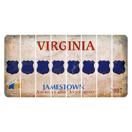 Virginia Jamestown Cut License Plate Strips (Set of 8) Police Badge