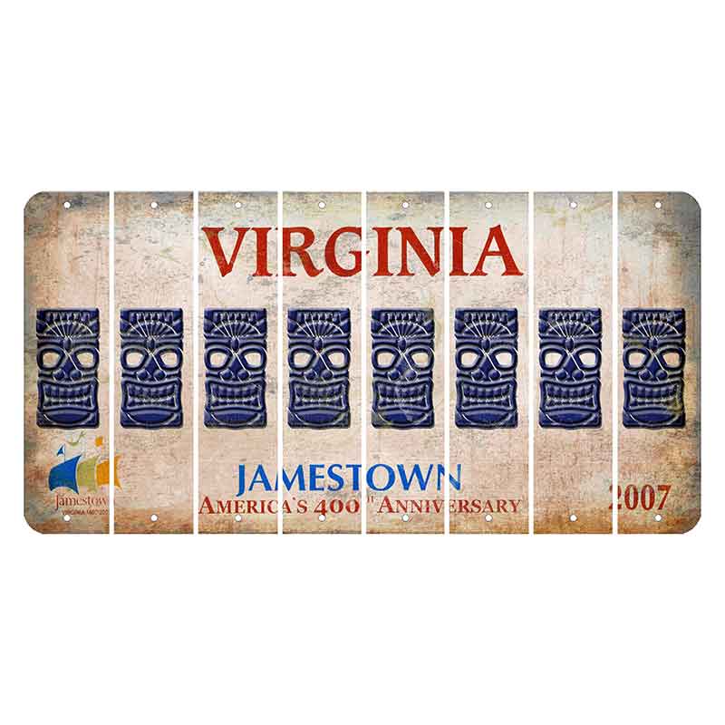 Virginia Jamestown Cut License Plate Strips (Set of 8) Tiki