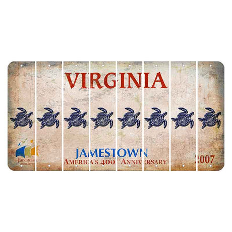 Virginia Jamestown Cut License Plate Strips (Set of 8) Sea Turtle