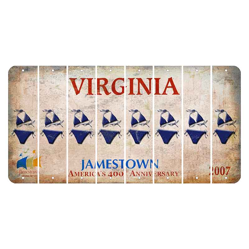 Virginia Jamestown Cut License Plate Strips (Set of 8) Bikini