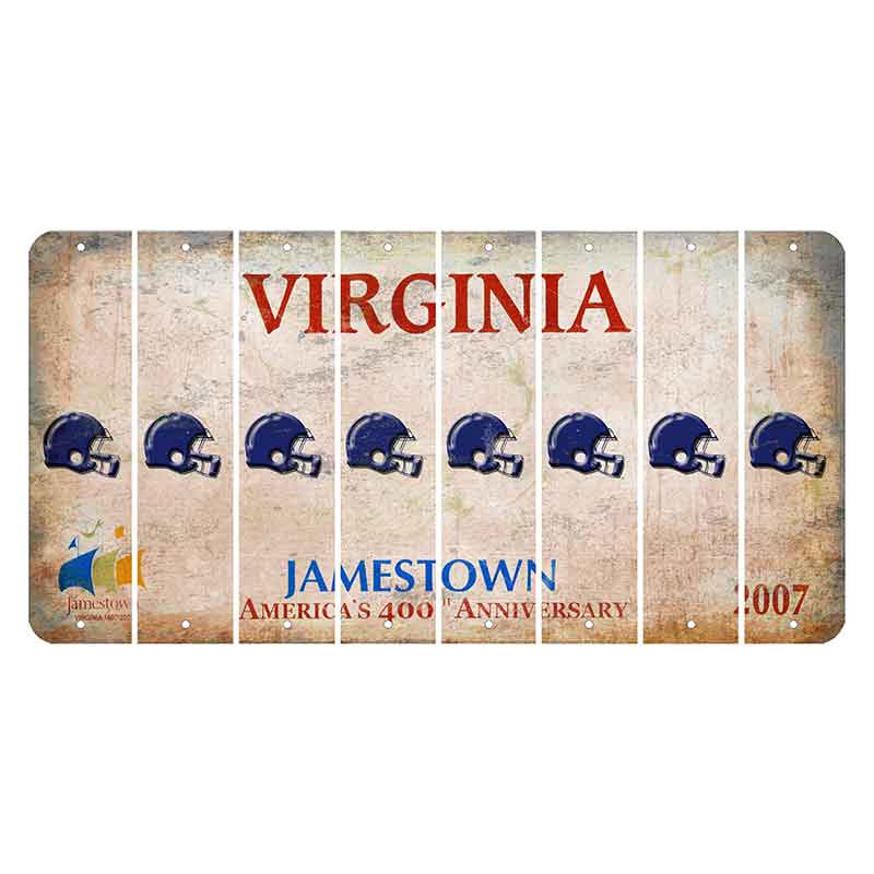 Virginia Jamestown Cut License Plate Strips (Set of 8) Football Helmet