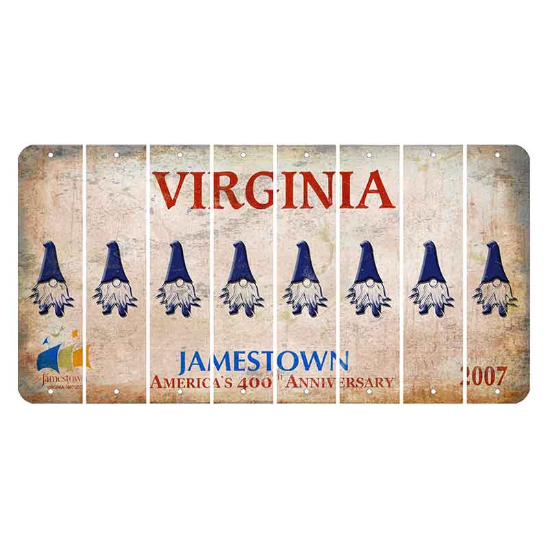 Virginia Jamestown Cut License Plate Strips (Set of 8) Gnome