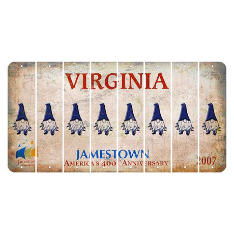 Virginia Jamestown Cut License Plate Strips (Set of 8) Gnome