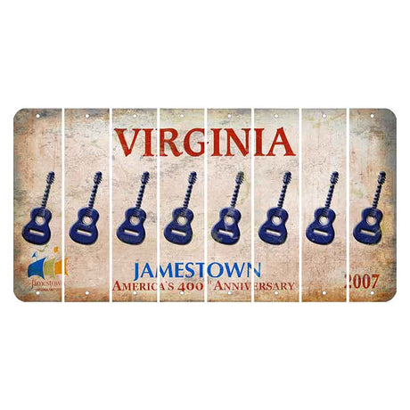 Virginia Jamestown Cut License Plate Strips (Set of 8) Guitar