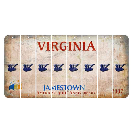 Virginia Jamestown Cut License Plate Strips (Set of 8) Sloth