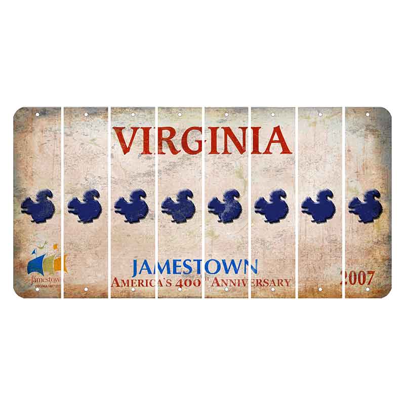 Virginia Jamestown Cut License Plate Strips (Set of 8) Squirrel