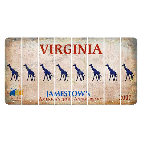 Virginia Jamestown Cut License Plate Strips (Set of 8) Giraffe