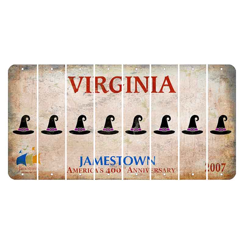 Virginia Jamestown Cut License Plate Strips (Set of 8) Witches Hat