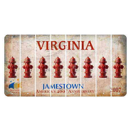 Virginia Jamestown Cut License Plate Strips (Set of 8) Fire Hydrant