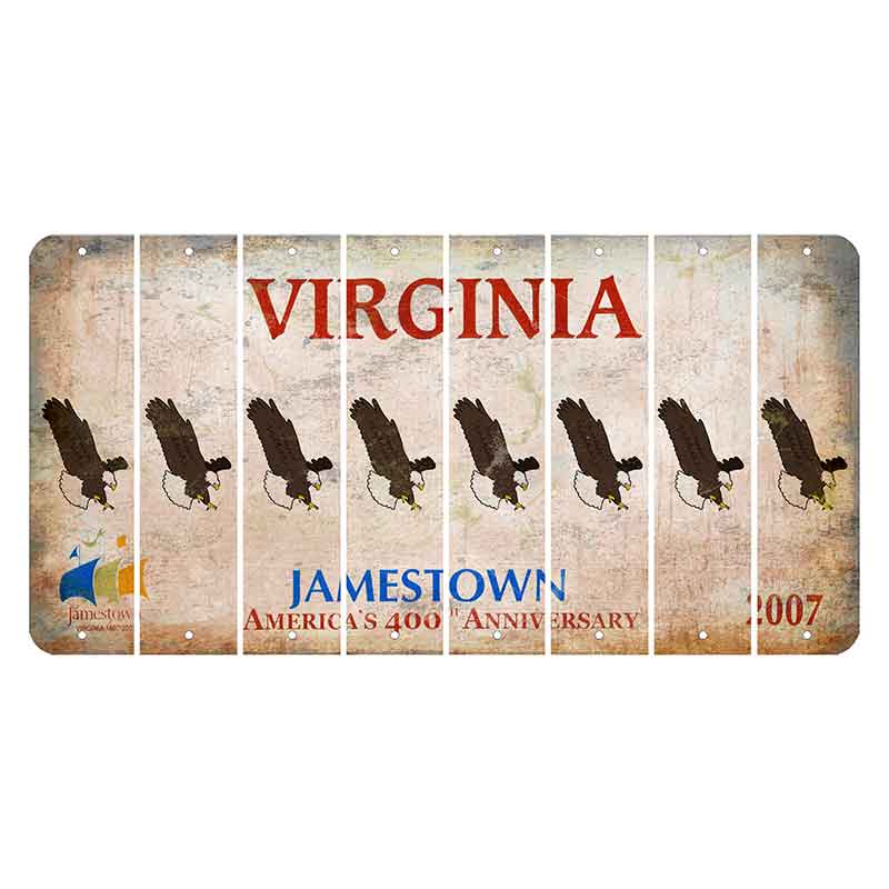 Virginia Jamestown Cut License Plate Strips (Set of 8) Bald Eagle