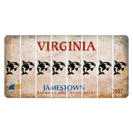 Virginia Jamestown Cut License Plate Strips (Set of 8) Whale