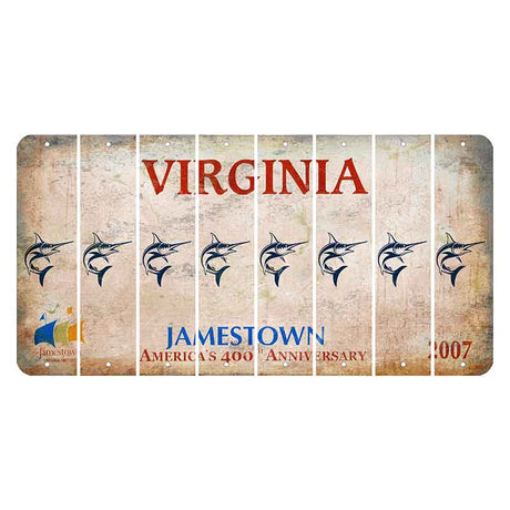 Virginia Jamestown Cut License Plate Strips (Set of 8) Swordfish