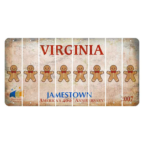 Virginia Jamestown Cut License Plate Strips (Set of 8) Gingerbread Man