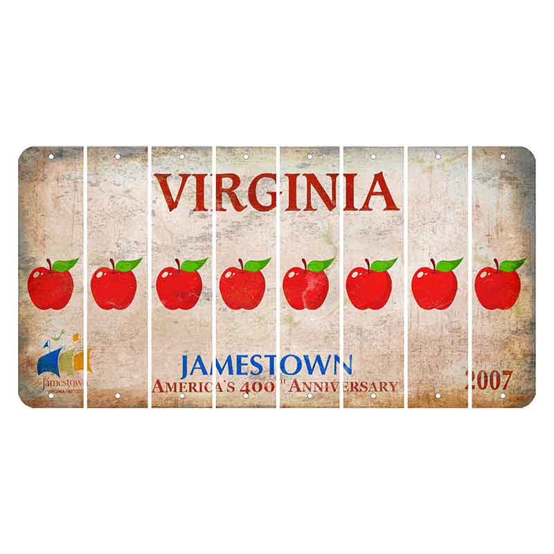 Virginia Jamestown Cut License Plate Strips (Set of 8) Apple