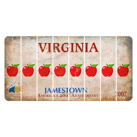 Virginia Jamestown Cut License Plate Strips (Set of 8) Apple