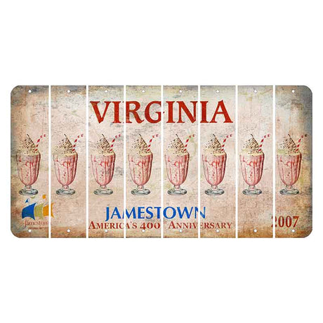 Virginia Jamestown Cut License Plate Strips (Set of 8) Milkshake